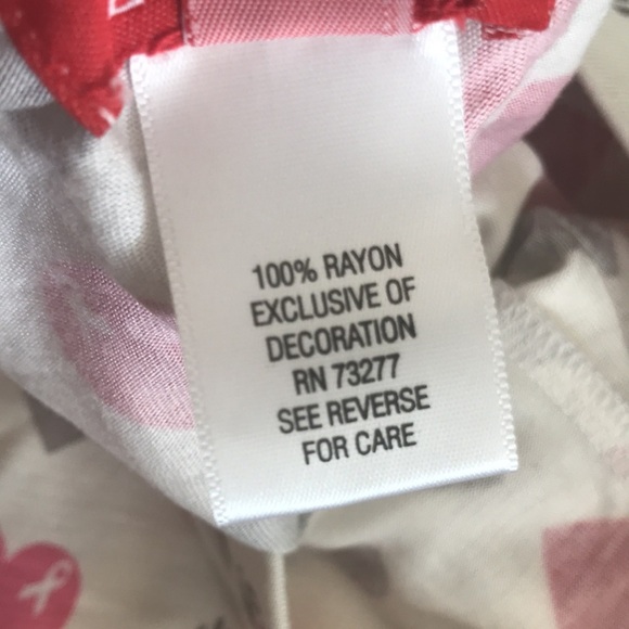 Elle Breast Cancer Awareness Hearts Pajama Pants Size M - Picture 9 of 9